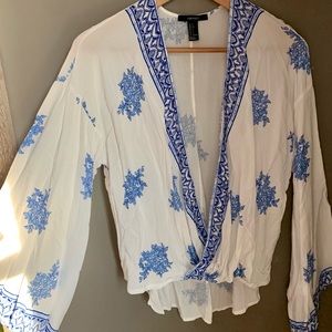 Forever 21 print wrap blouse